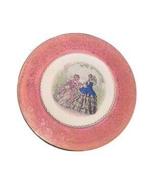 Vintage Salem China Co. Imperial 23K Gold Trimmed Decorative Plate Pink With Vic